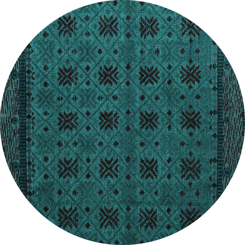 Jacleen Washable Geometric Indoor Rug, Round 8'