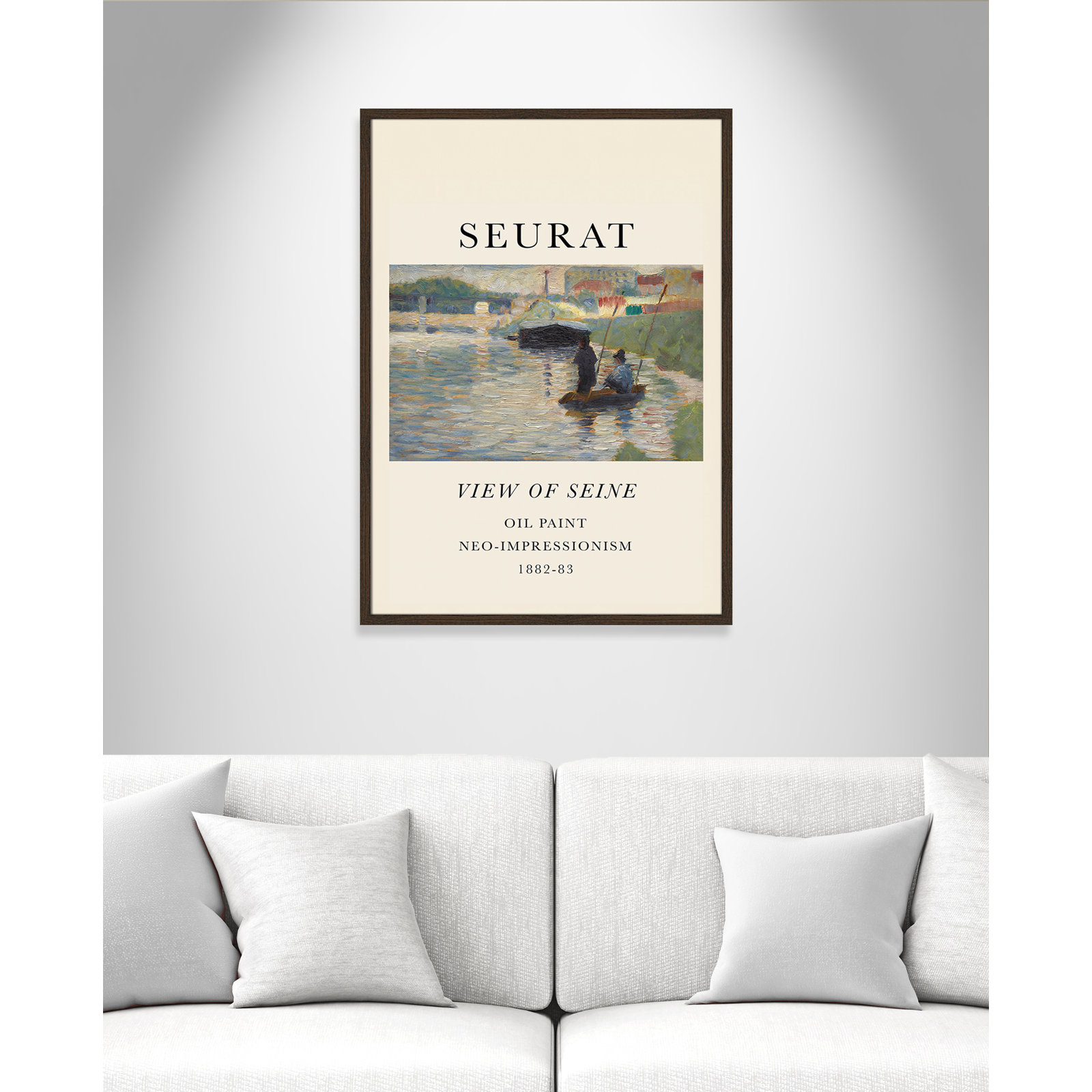 View Of Seine by Georges Seurat, No, Walnut Single Picture Frame, 35.5" H x 25.5" W x 0.75" D