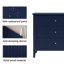 Table de chevet cannelée bleue à 32 tiroirs de 32 po de largeur, table d'appoint de rangement moderne pour grande chambre à coucher, table de bout de chevet escamotable avec boutons pour petits espaces-130118707