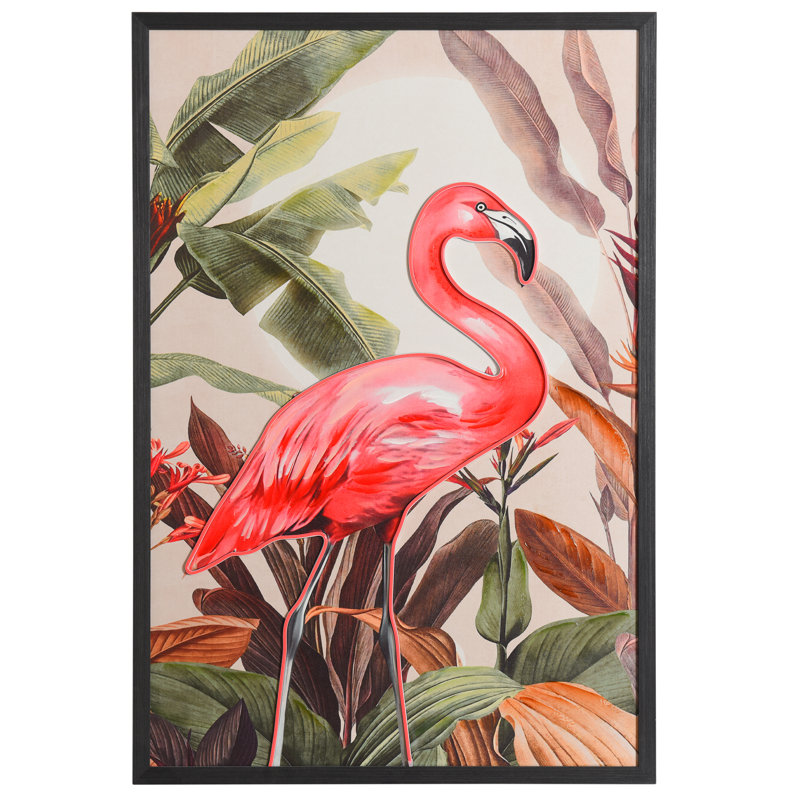 Neon Flamingo - art mural encadré