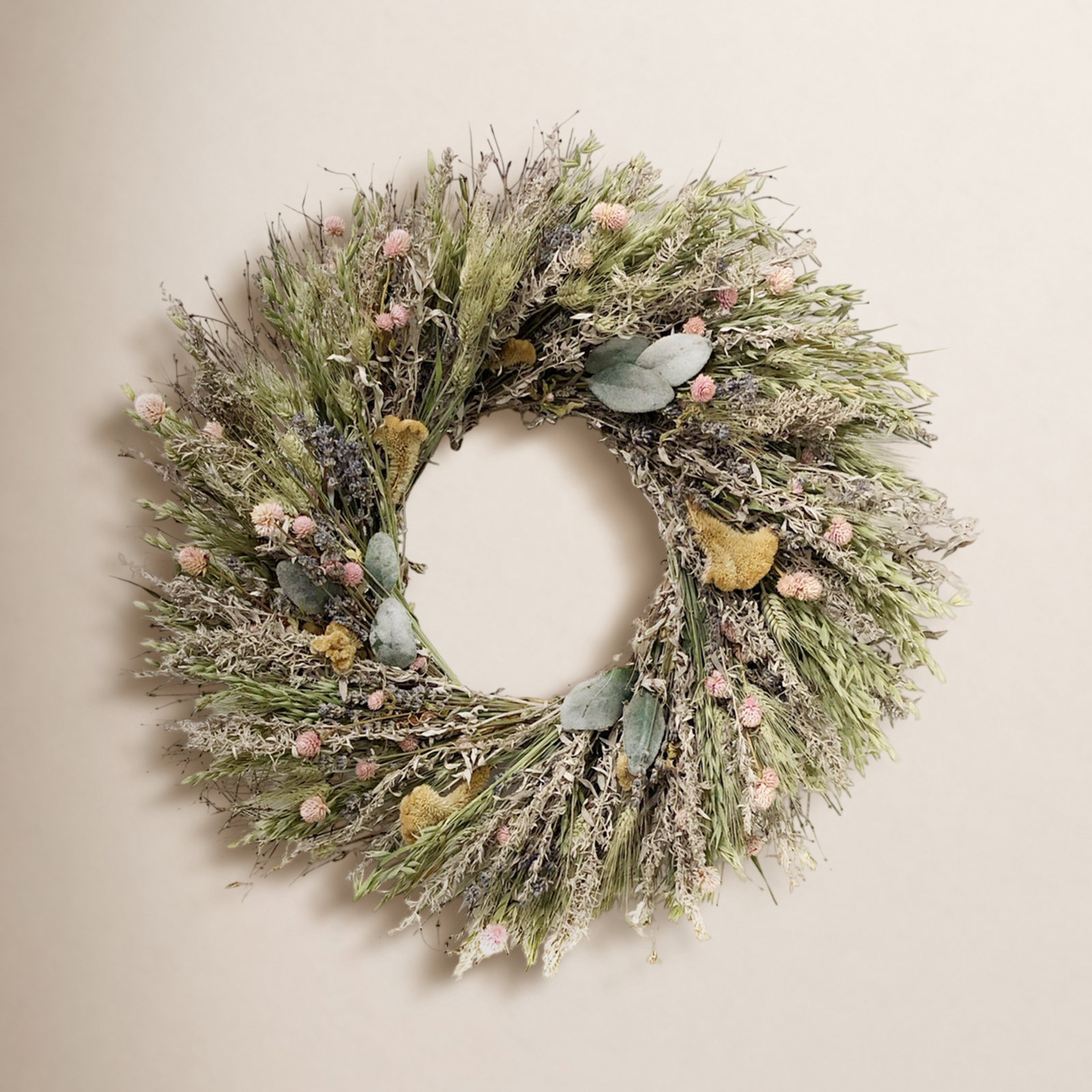 Great Meadows Handcrafted Dried Mixed Assortment Wreath, 30" H x 30" W x 6" D