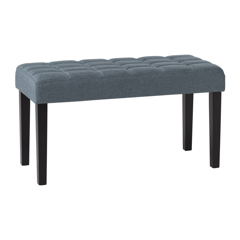 Helsel Polyester Upholstered Bench, Light Blue
