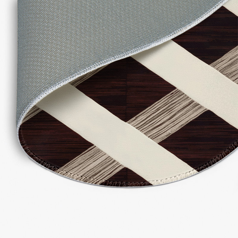 Tapis d'intérieur et d'extérieur à carreaux beige, Rond 5 pi