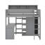 Lit mezzanine simple en bois avec tablettes de rangement et garde-robe-1275833780