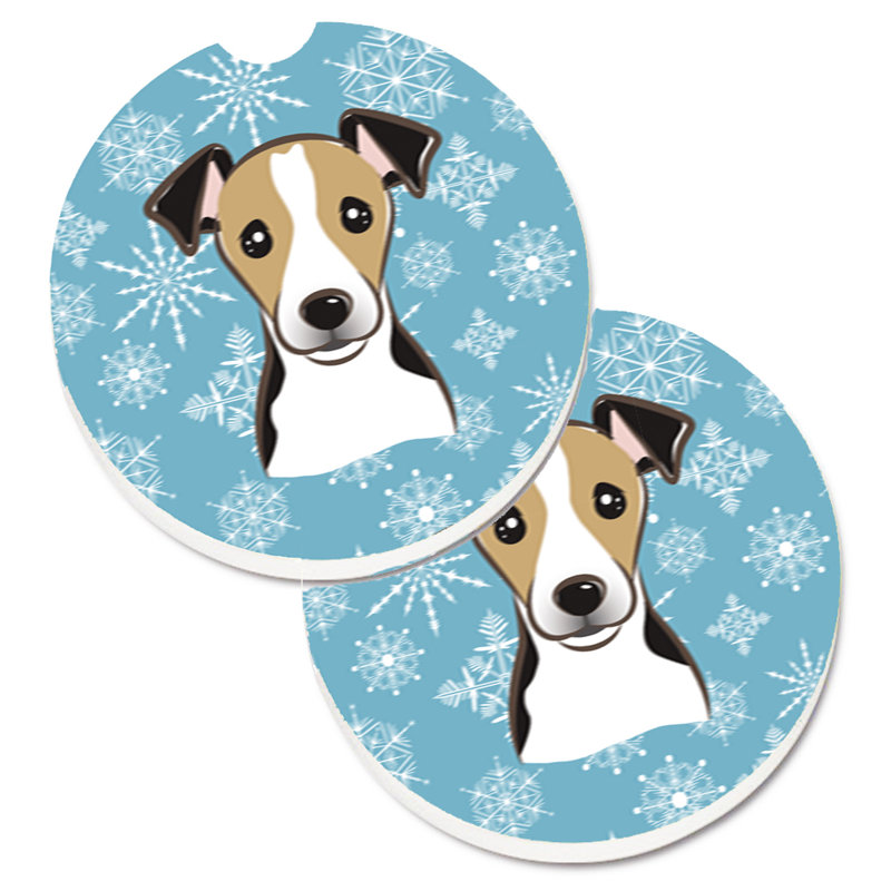 Sous-verre de voiture de neige, Jack Russell terrier noir