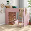 Lit mezzanine gain de place avec rangement, en bois MDF, rose moderne, idéal pour chambre d'enfant-539948482