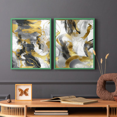 ABSTRACT Series cmxxxvi - reproduction encadrée de qualité supérieure - prête à être accrochée - aucun clou requis - aucun clou requis