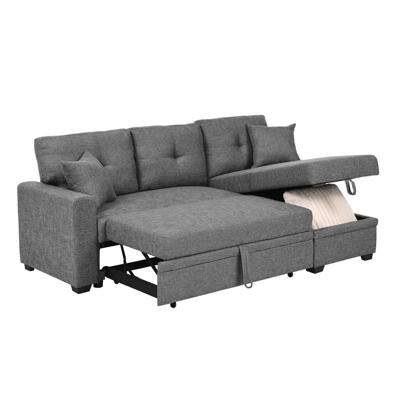 Canapé-lit rembourré 84 po, Polyester gris