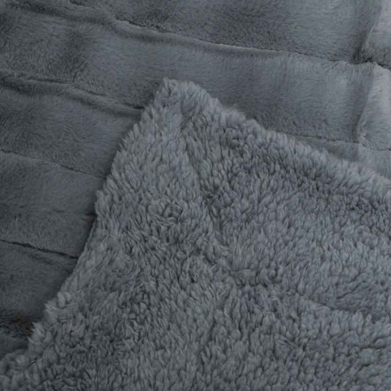 Jeté Super Mink, Gris anthracite, L 60 po x L 80 po