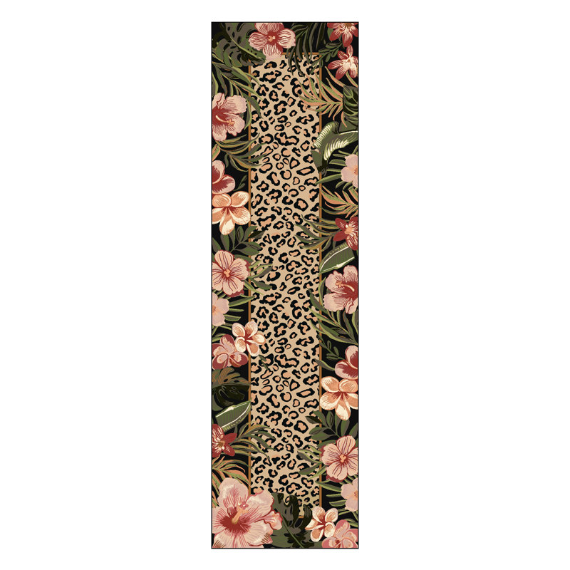 Tapis vert à imprimé animalier Gutierez, Tapis de couloir 2 pi x 8 pi