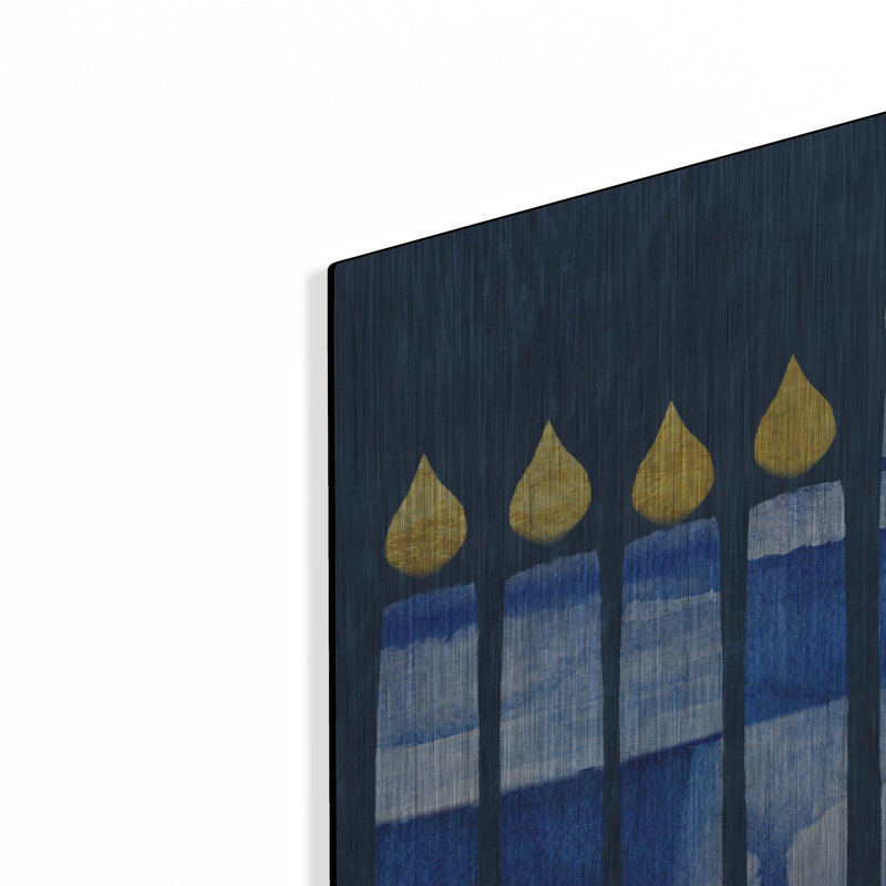 Art mural en métal Lark Manor ™ «Blue and White Menorah» par Linda Woods