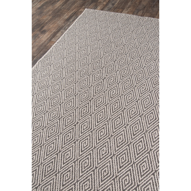 Charcoal Geometric Synthetic Rectangular Indoor/Outdoor Rug