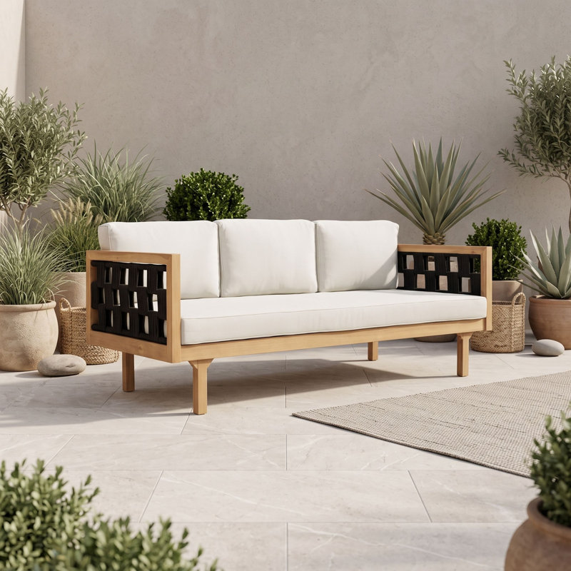 Wooden Patio Sofa with Cushions