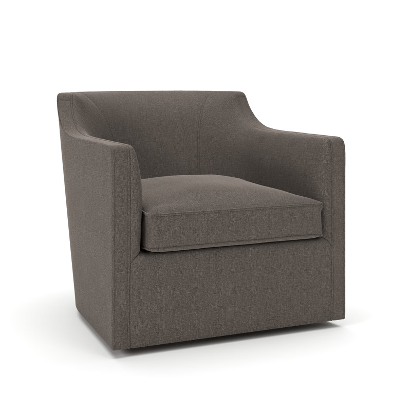 Fauteuil pivotant rembourré Marietta, Tissage natté gris anthracite Drusky Sustain®