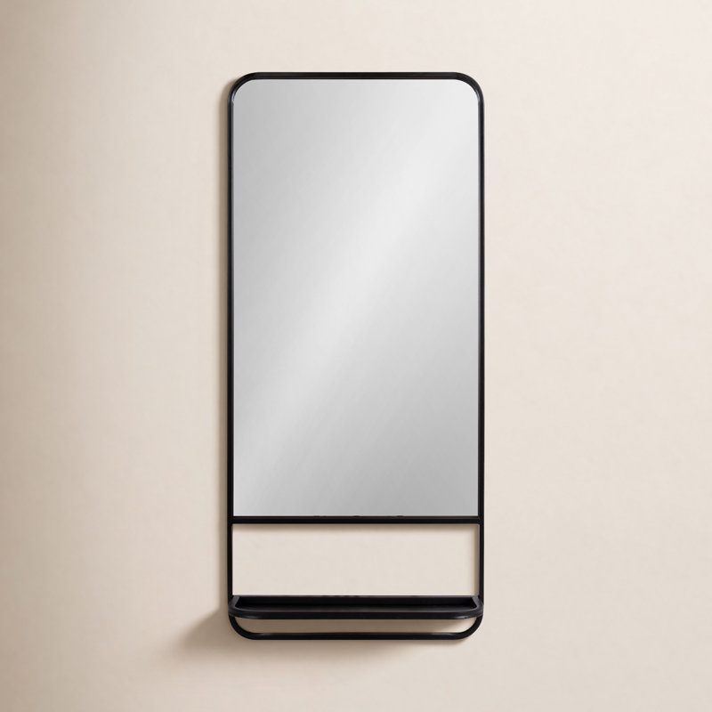 Miroir mural plat avec tablettes Bastian