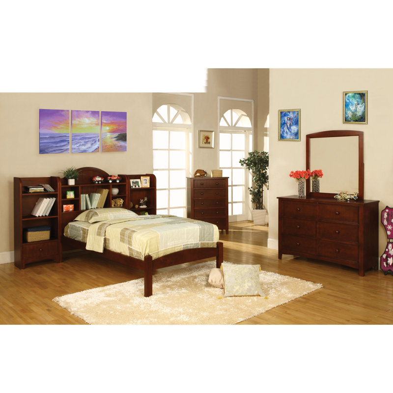 Commode 6 tiroirs avec miroir Bedford, Cerisier