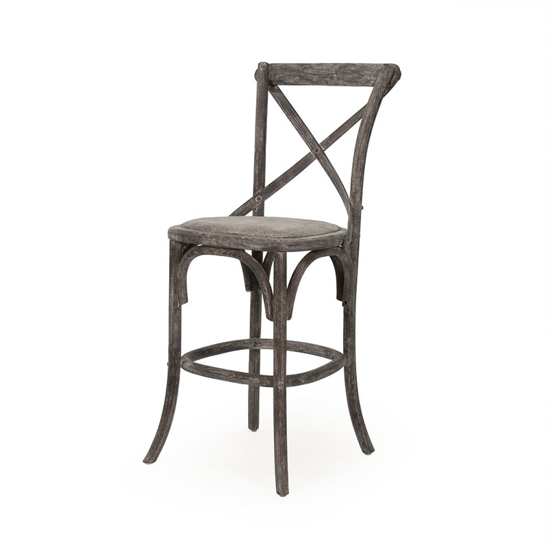 Parisienne Cafe Counter Stool, Limed Charcoal Oak, Bar Stool (30.25" Seat Height)