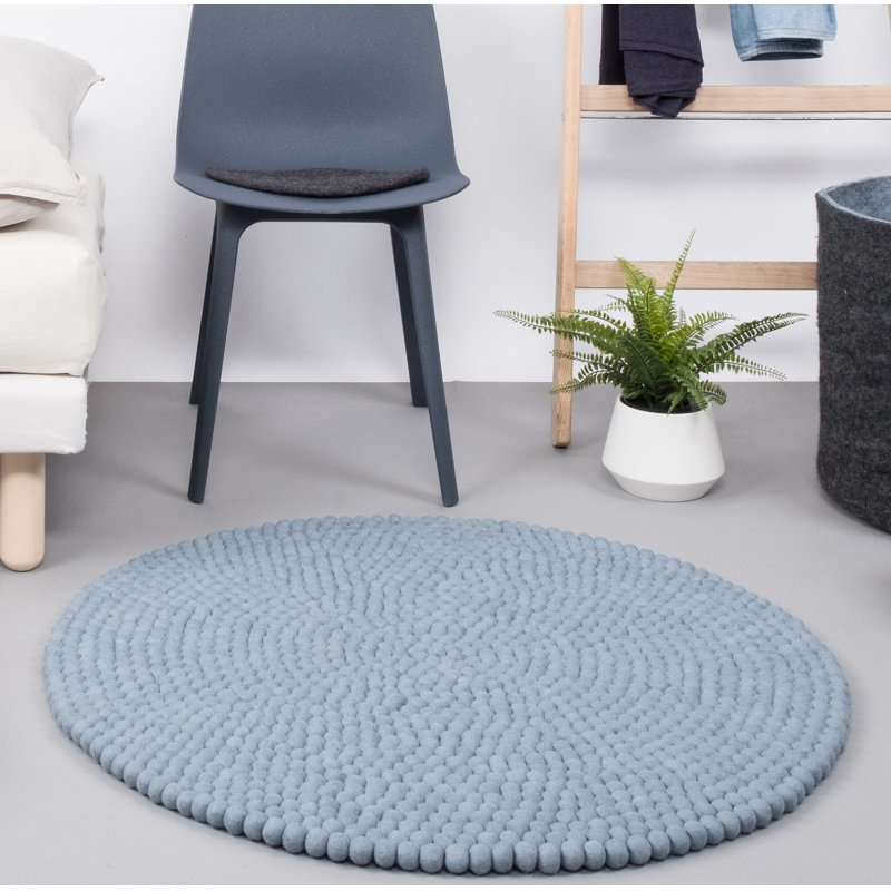 Round Solid Colour Wool Hand Woven Area Rug, Round 50cm