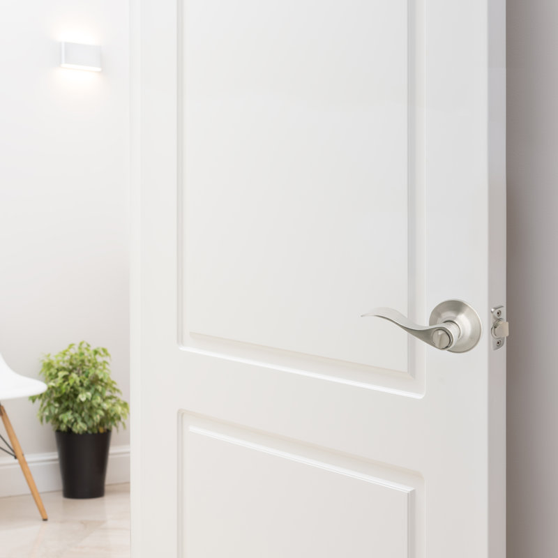 Levier de porte d'intimité à 2 voies Springdale et paquet de 3 charnières en nickel satiné
