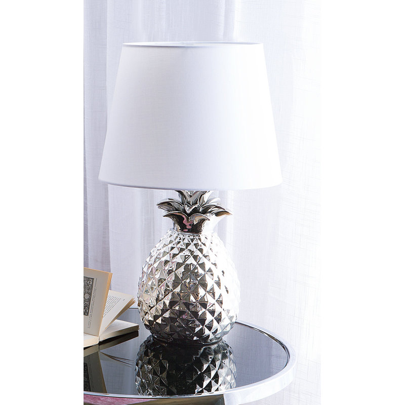 Addilynn Ceramic Novelty Lamp, Silver Base/White Shade