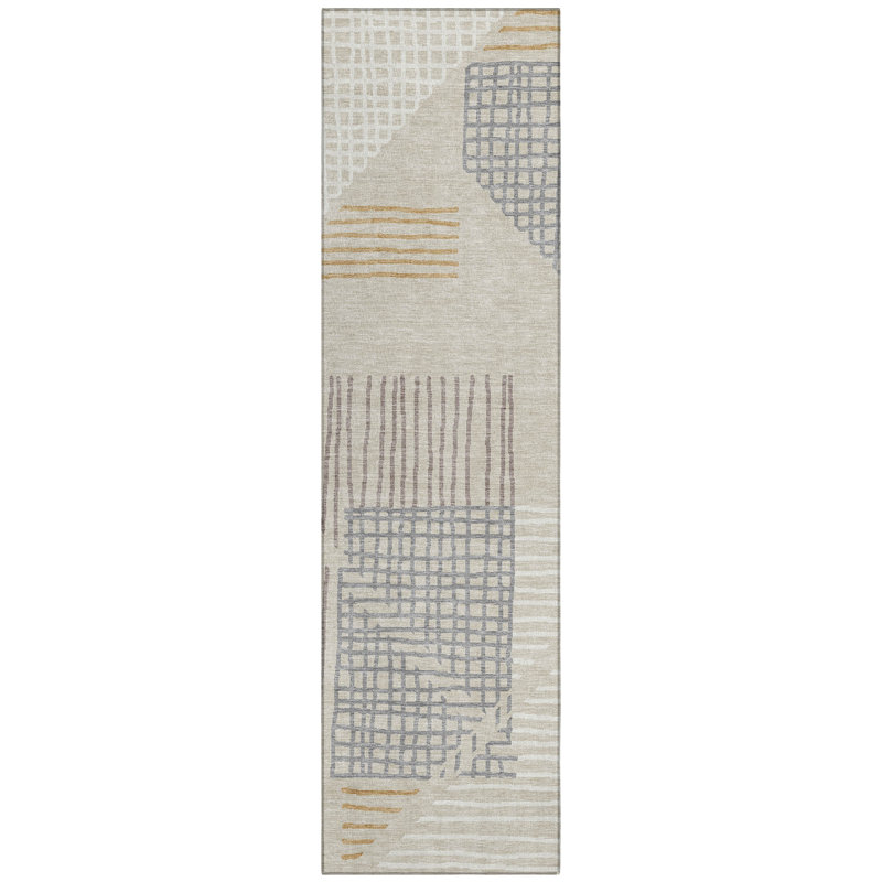 Machine Washable Indoor/Outdoor Hovey ACN2270 Stripes Rug, Runner 2'3" x 7'6"