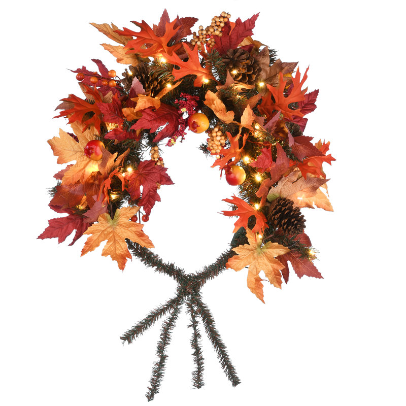 36" Maple Leaf Mailbox Swag with Battery Operated LED Lights