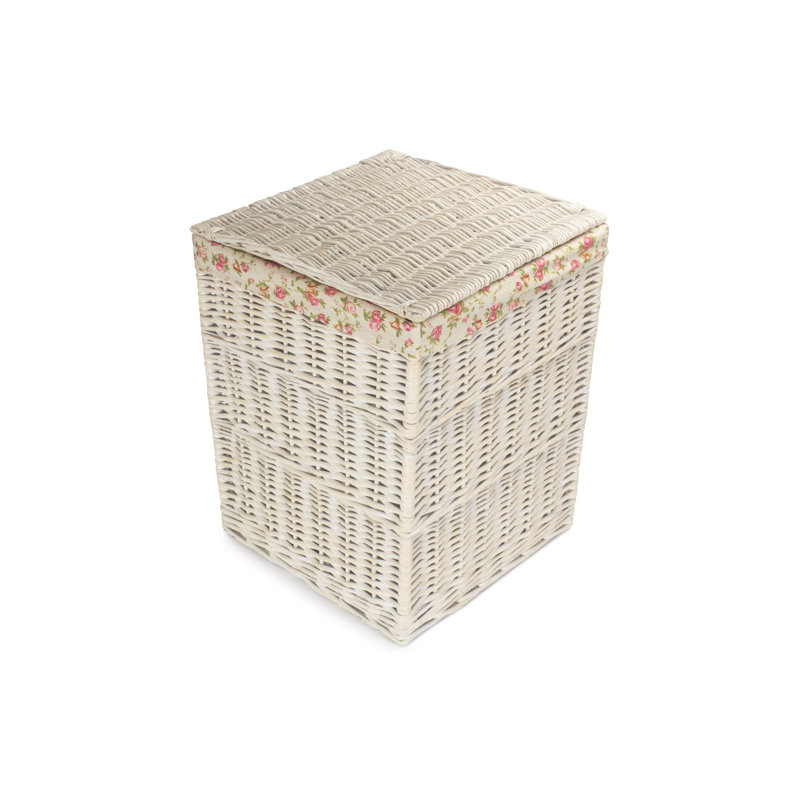 Wicker Laundry Bin with Garden Rose Lining