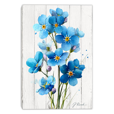 Morning Blue Blossoms Wrapped Canvas Wall Art