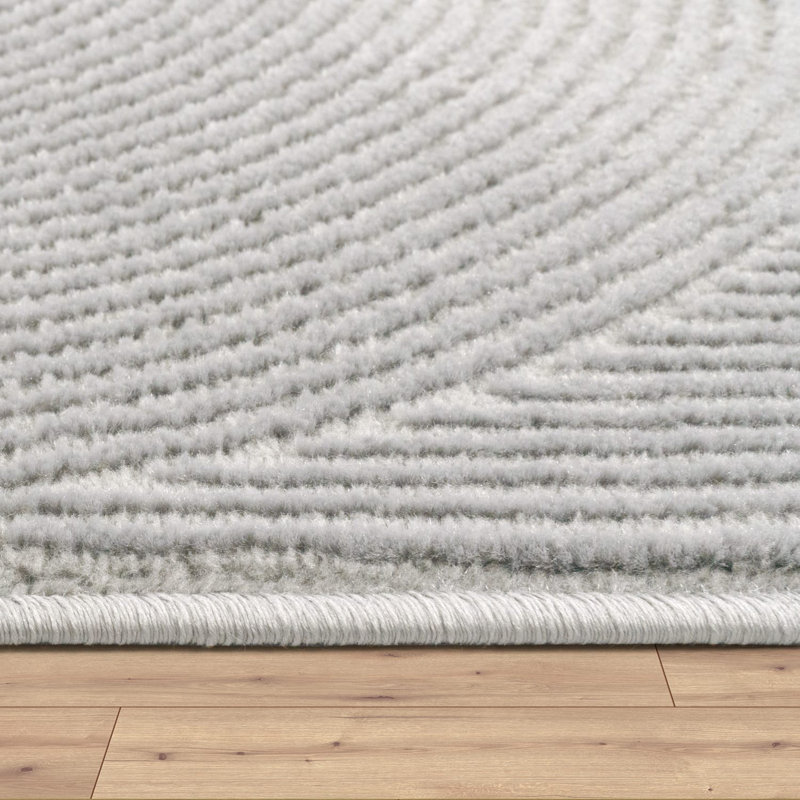 Minimalist Area Rug with Arched Lines, Rectangle 3'11" x 5'3"