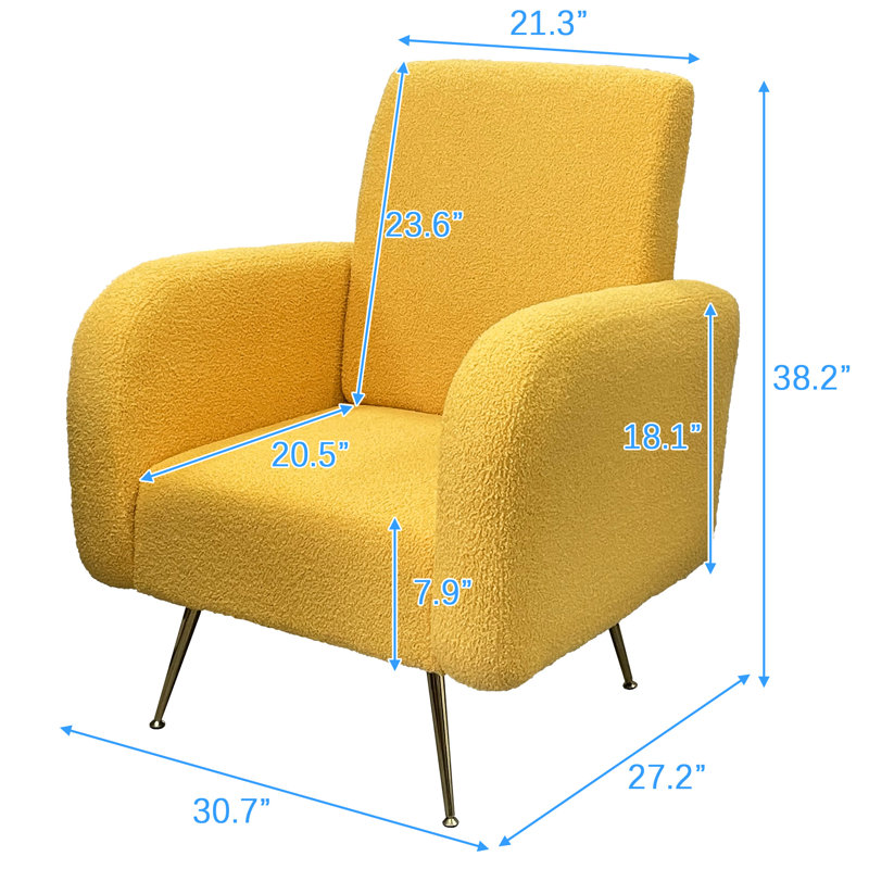 Arnhart Upholstered Accent Chair, Yellow Fabric