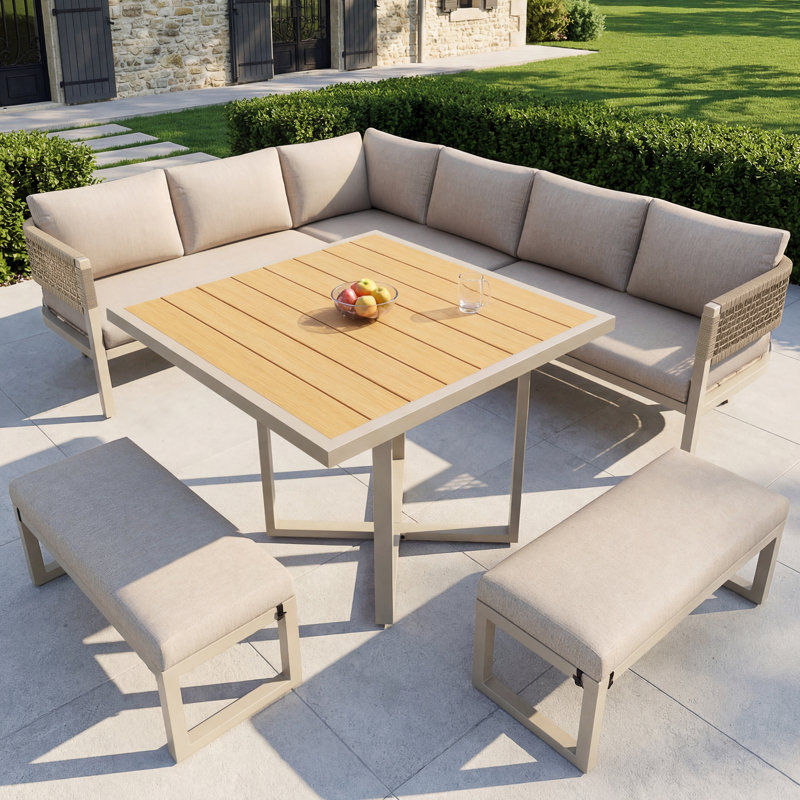 10 - Person Patio Dining Set with Square Table