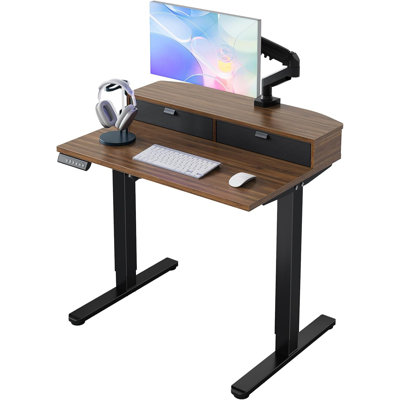 Electric Standing Desk With 2 Drawers, C-Clamp Mount Compatible, Height Adjustable Sit Stand Desk, 4 Memory Presets