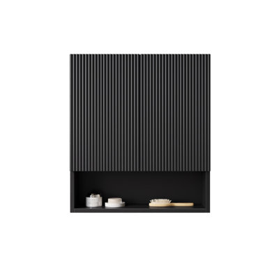 TOBI 26" Wall-Mounted Striped Bathroom Cabinet, With Doors, Shelf And Open Storage Compartment Over The Toilet Storage Cabinet For Bathroom, Kitchen, Laundry Room Color