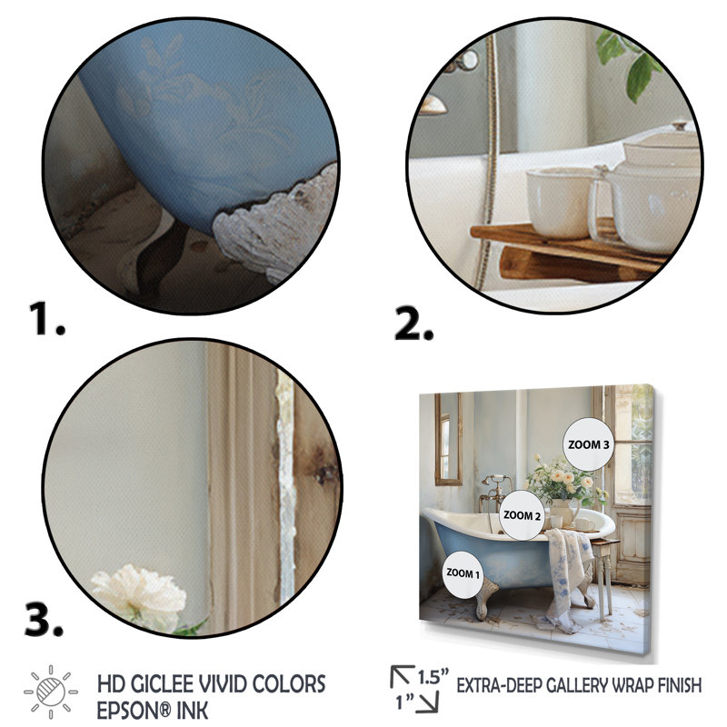 «Bath Laundry Serenity Soak», reproduction sur toile, H 16 po x l 16 po x P 1 po, Cadre flottant doré