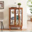 Élégante armoire vitrée à 2 portes avec portes en verre trempé, panneau arrière en miroir et tablettes réglables - Présentoir lumineux pour la maison et le bureau (ampoule incluse)-1366020722