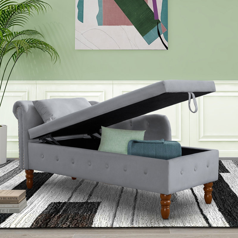 Chaise longue rembourrée Gloryvee, Velours gris