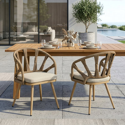 Ensemble de 2 chaises d'extérieur à dossier tissé à la main Binda
