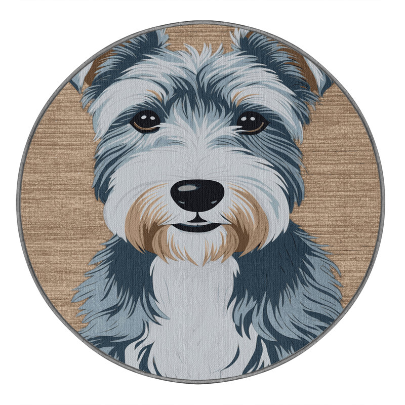 Washable Bedlington Terrier Dogs Area Rug, Square 7'