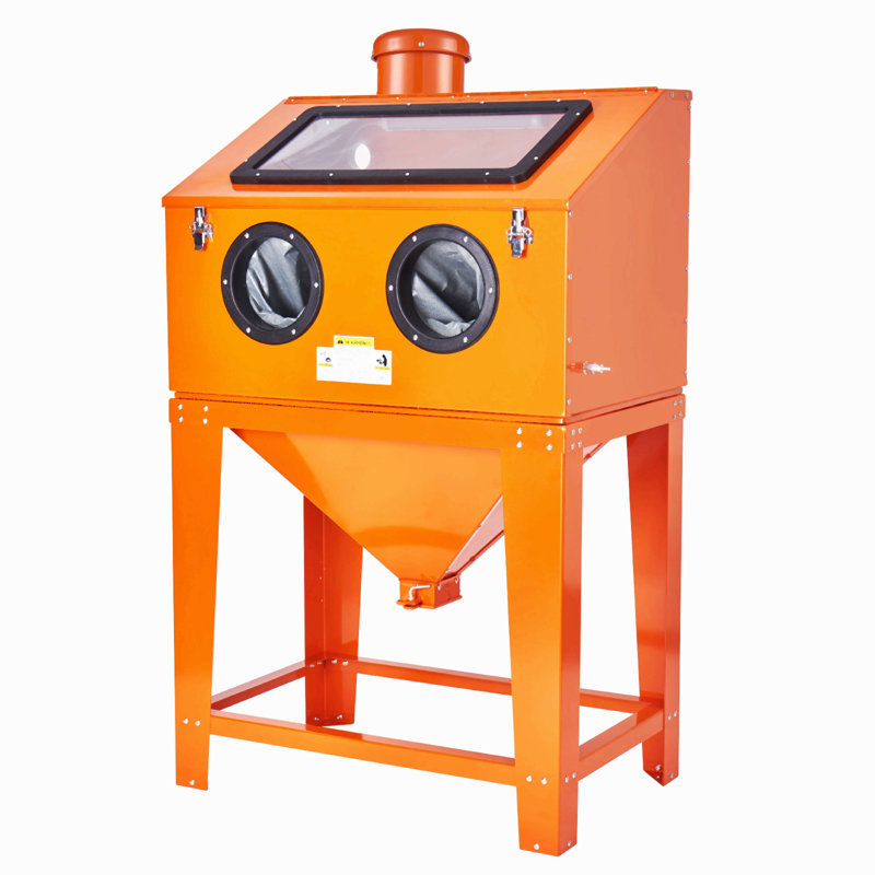 Armoire de sablage de 90 gallons avec système de dépoussiérage de 1,8 gallon, armoire de sablage 40-120 psi avec support, sableuse robuste avec pistolet de sablage et 4 buses pour la peinture, le décapage de la rouille