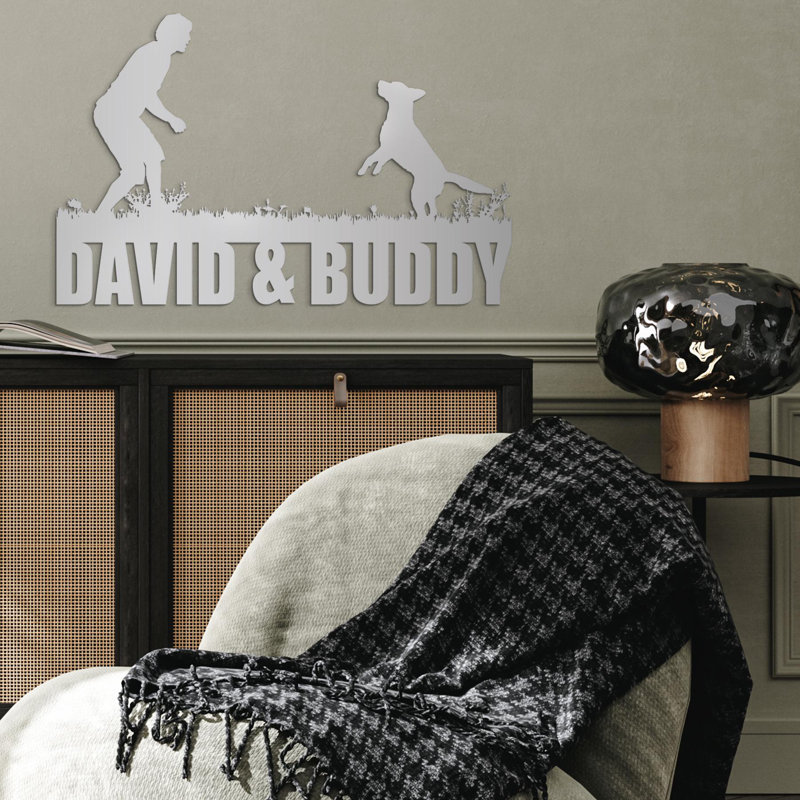 Man and Dog Metal Sign with Names, Dog Lover Wall Decor, Pet Memorial Gift, Unique Wall Art for Dog Owner, Home Decor, Yes