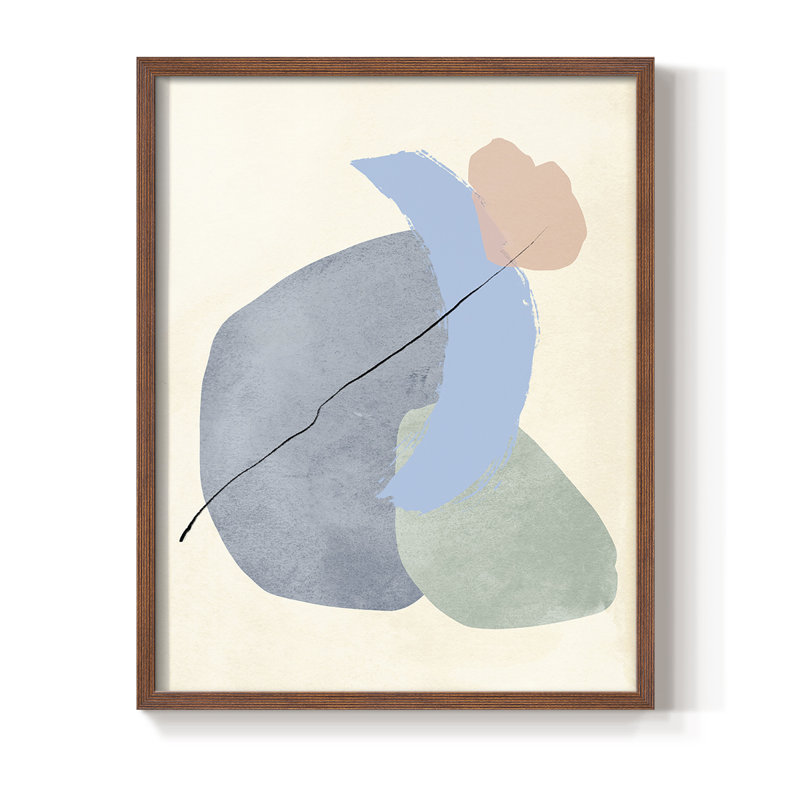 «Pastel Assemblage II», reproduction encadrée - bois massif, H 14 po x l 11 po, Cadre photo brun simple