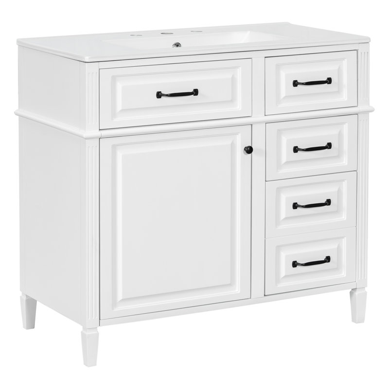 Meuble-lavabo 36 po avec comptoir en céramique, Blanc
