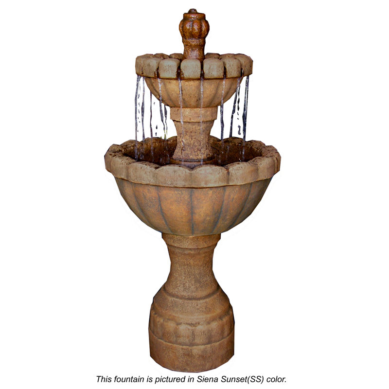 Handcrafted Outdoor Concrete / Cement Weather Resistant Floor Fountain, Ancient Stone