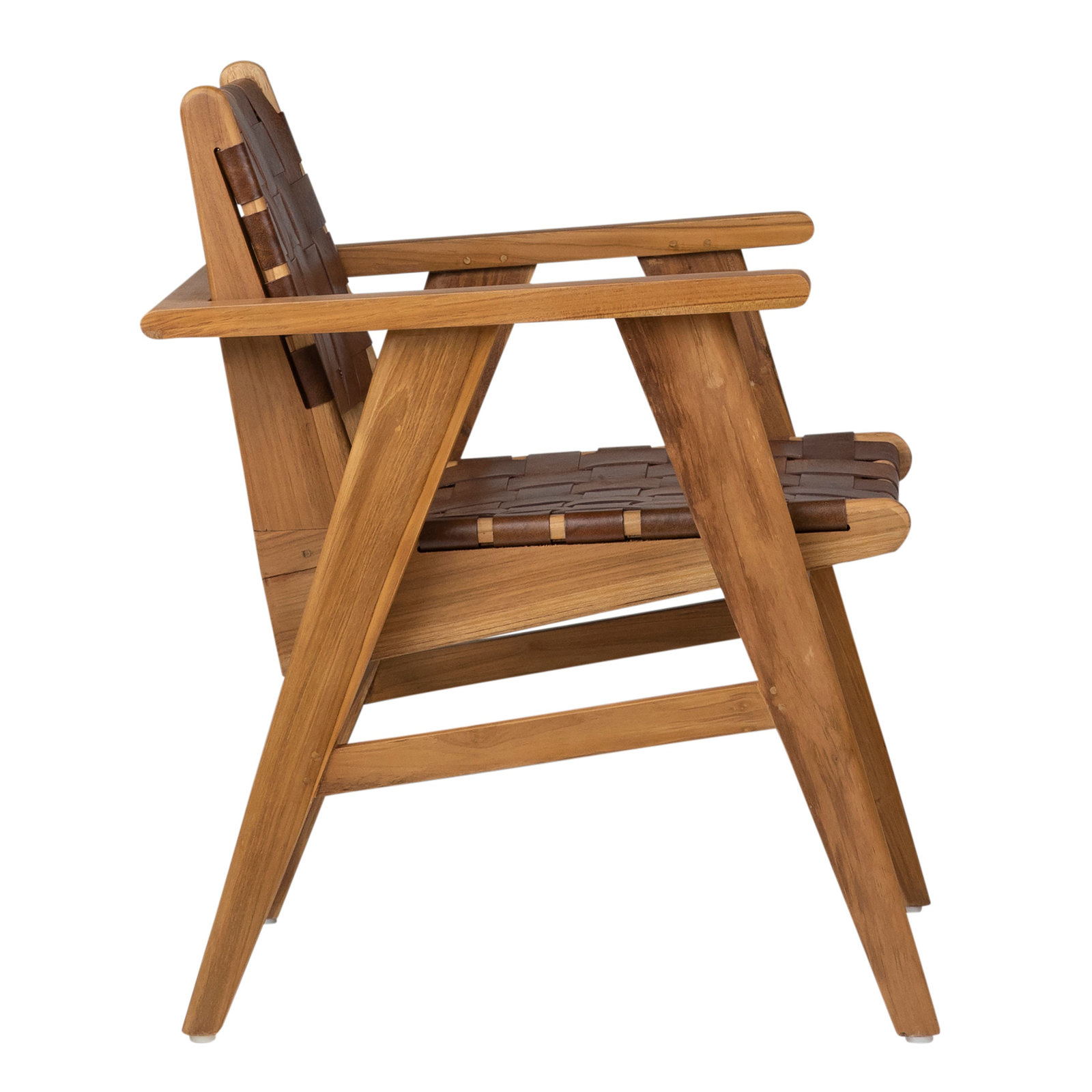 Sutri Solid Wood Low Back Armchair in Brown