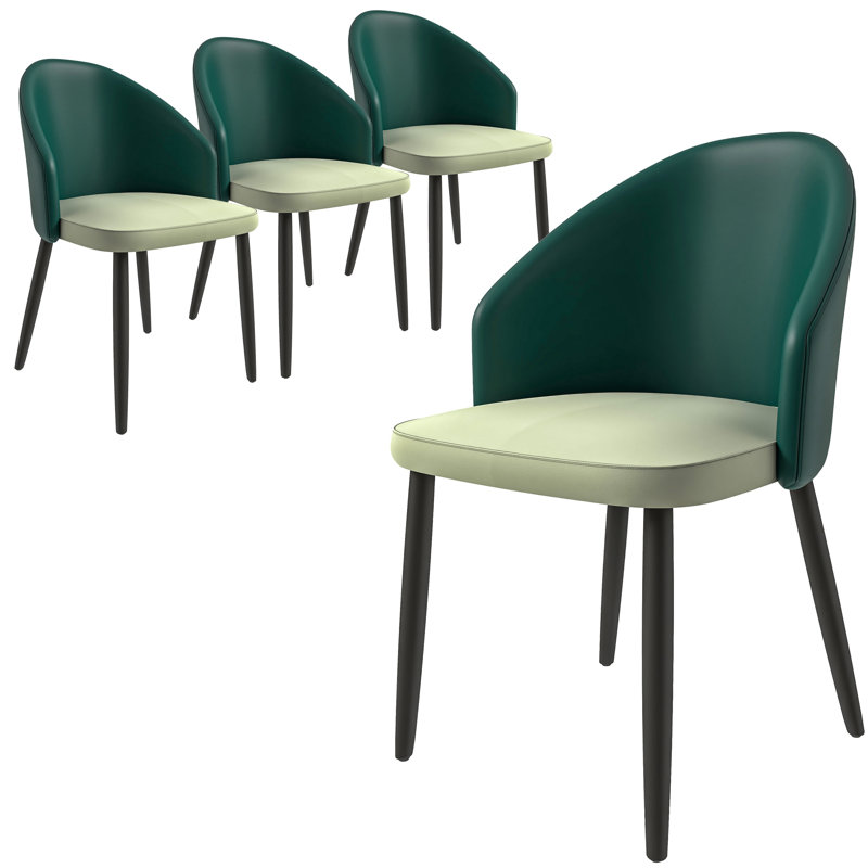 Ensemble de 4 chaises rembourrées Kaylahni, Vert / gris clair