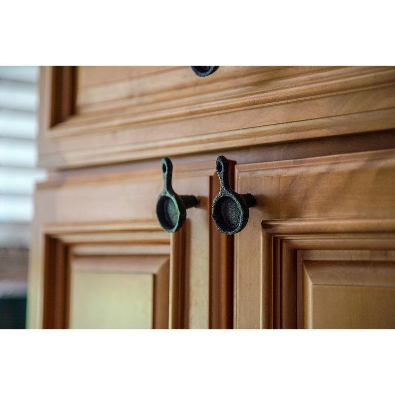 Set of 6 Black Cast Iron Skillet Drawer Pulls
