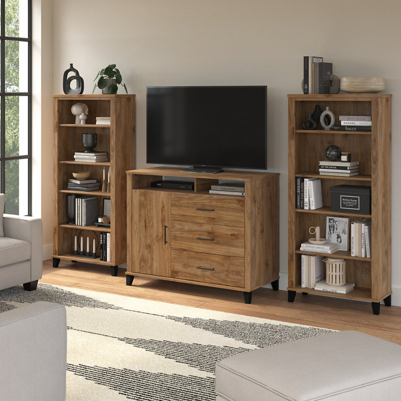 Anousha Unfinished Entertainment Center for TVs up to 55", Fresh Walnut
