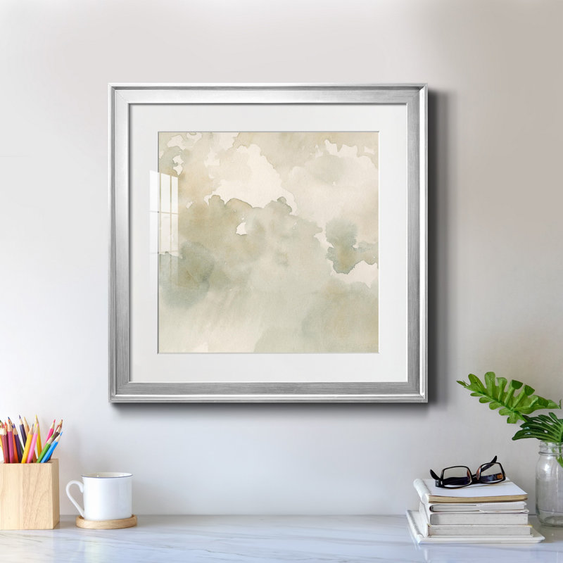 «Warm Clouds Abstract II», reproduction encadrée de qualité supérieure - prête à être accrochée, Papier avec cadre argenté