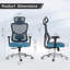 Chaise de bureau ergonomique, chaise de bureau en filet avec support lombaire réglable et appui-tête, chaise d'ordinateur confortable avec fauteuil pivotant inclinable 3D pour la maison, le bureau, la salle d'étude, noir et bleu marine-1077795120