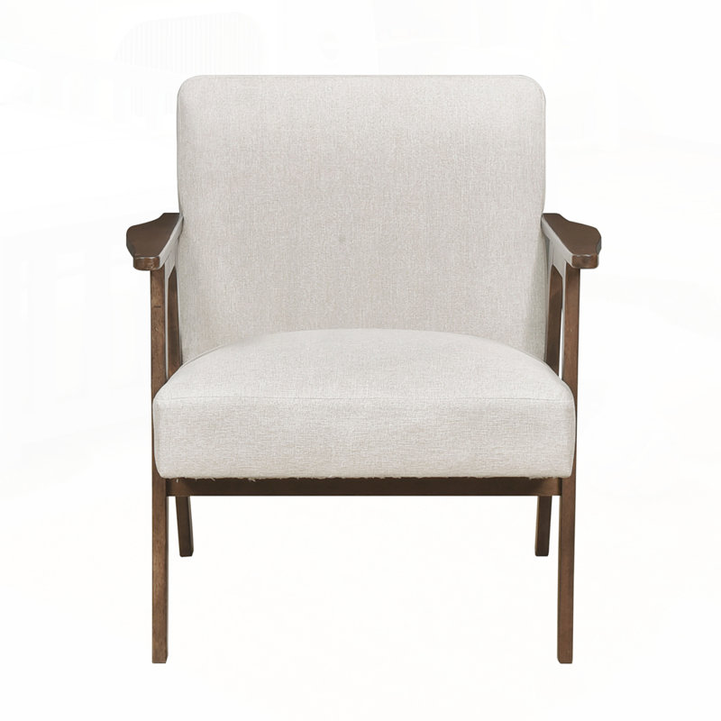 Charming Fabric Upholstered Accent Chair for Stylish Living Spaces, Dark Brown, Beige
